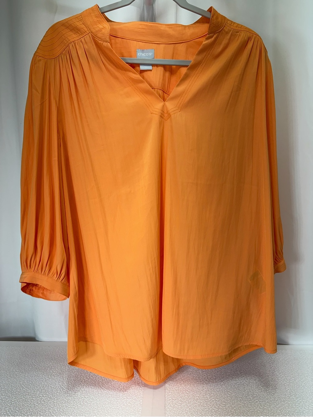 Chico's Orange Peasant V-Neck Tunic 4145